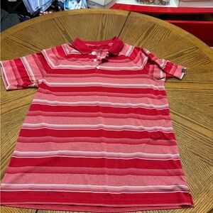 Oakley Red and White Striped Polo